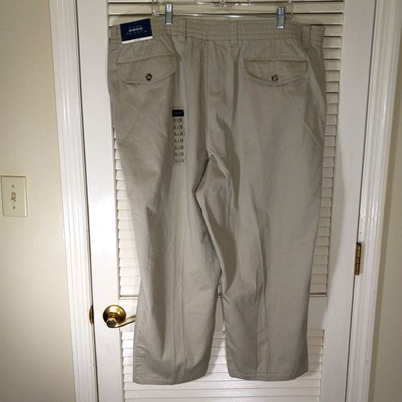 Harbor Bay Pants Mens Tag Size XL/28 (Measures Inseam 26") Khaki Elastic Waist - Picture 5 of 16